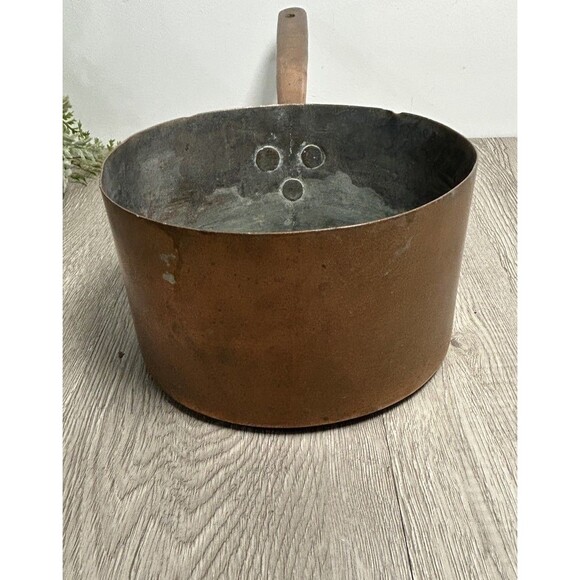 Antique Copper Cookware Sauce Pot Pan Tinned Copper Hand Wrought 6.5” - Picture 3 of 16